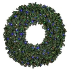 60 Inch Grand Sierra Artificial Christmas Wreath 300 LED 5MM Wide Angle Polka Dot 8 Function RGB Color Change Lights With Controller