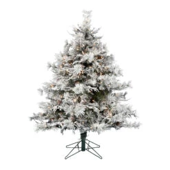 4.5 Foot Flocked Cheshire Artificial Christmas Tree - 300 DuraLit LED Warm White Mini Lights