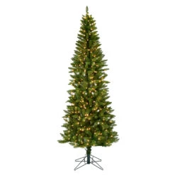 12 Foot Creswell Pine Pencil Artificial Christmas Tree - 1400 DuraLit Incandescent Clear Mini Lights