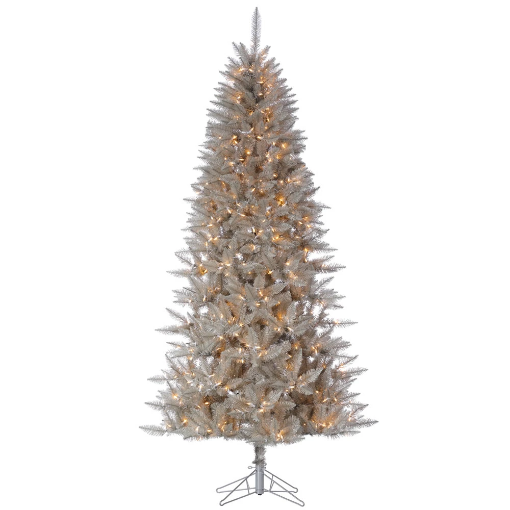 4.5 Foot Platinum Pencil Fir Artificial Christmas Tree - 250 DuraLit LED Warm White Mini Lights 3 4.5 Foot Platinum Pencil Fir Artificial Christmas Tree - 250 DuraLit LED Warm White Mini Lights