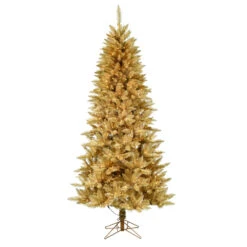 3.5 Foot Gold Pencil Fir Artificial Christmas Tree - 150 DuraLit LED Warm White Mini Lights