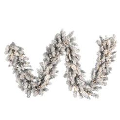 9 Foot Frosted Silver Artificial Christmas Garland - 100 DuraLit LED Warm White Mini Lights