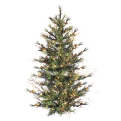 2 Foot Mixed Country Pine Artificial Christmas Wall Tree 50 DuraLit Incandescent Clear Mini Lights