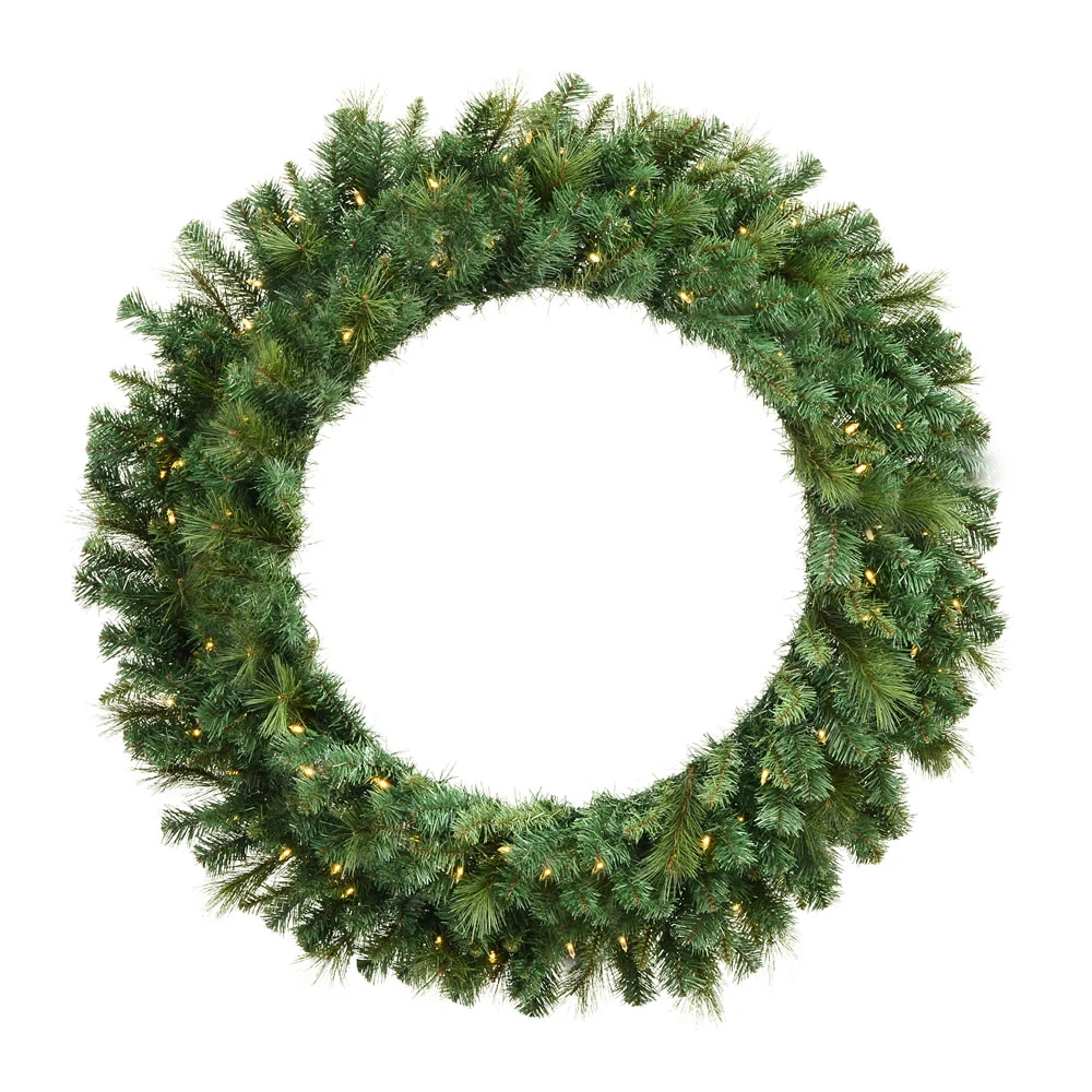 6 Foot Mixed Brussels Pine Artificial Christmas Wreath - 600 DuraLit LED Warm White Mini Lights 3 6 Foot Mixed Brussels Pine Artificial Christmas Wreath - 600 DuraLit LED Warm White Mini Lights