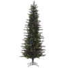 4.5 Foot Hillside Pencil Spruce Artificial Christmas Tree - 150 Duralit LED Multi Color Mini Lights -Winter Decor Hub G180147LED