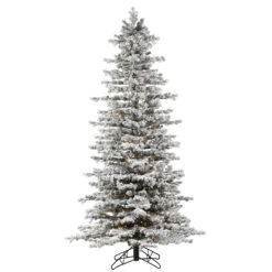 10 Foot Flocked Tilden Spruce Artificial Christmas Tree 1050 DuraLit LED Warm White Mini Lights