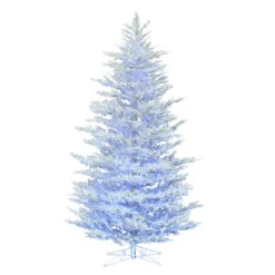 12 Foot Flocked Cedar Pine Artificial Christmas Tree - 6750 Low Voltage LED Pure White And Blue 3MM Lights