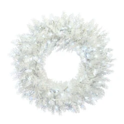 30 Inch Flocked Cedar Pine Artificial Christmas Wreath - 150 Low Voltage LED Twinkle Pure White 3MM Lights