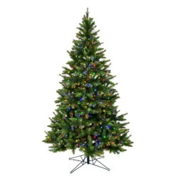 6.5 Foot Bennington Spruce Artificial Christmas Tree - 600 Duralit LED Multi Color Mini Lights
