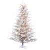 6 Foot Flocked Stick Pine Artificial Christmas Tree - 450 DuraLit LED Warm White Mini Lights -Winter Decor Hub K192461LED