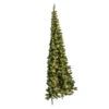 9 Foot Chapel Pine Half Artificial Christmas Tree 650 DuraLit Incandescent Clear Mini Lights -Winter Decor Hub K193181