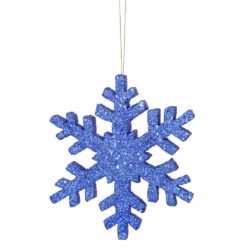 8 Inch Blue Outdoor Glitter Snowflake Artificial Christmas Ornament