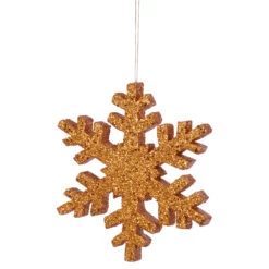 8 Inch Rose Gold Outdoor Glitter Snowflake Artificial Christmas Ornament