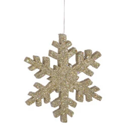 30 Inch Champagne Outdoor Glitter Snowflake Christmas Ornament