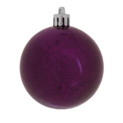 6 Inch Plum Shiny Mercury Round Mardi Gras Ball Ornament Shatterproof