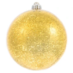 6 Inch Honey Gold Shiny Mercury Mardi Gras Ball Ornament - Set Of 4
