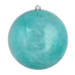 6 Inch Teal Shiny Mercury Christmas Ball Ornament - Set Of 4