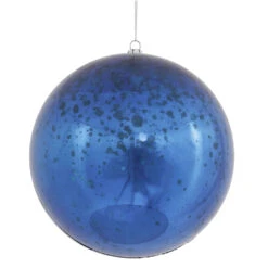 6 Inch Sea Blue Shiny Mercury Christmas Ball Ornament - Set Of 4