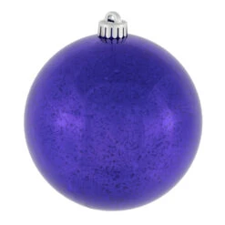 6 Inch Purple Shiny Mercury Round Mardi Gras Ball Ornament Shatterproof