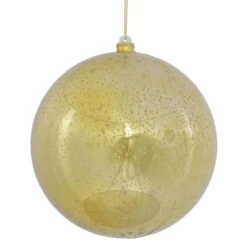 8 Inch Gold Shiny Mercury Mardi Gras Ball Ornament Shatterproof