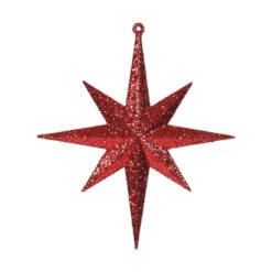 8 Inch Red Iridescent Glitter Bethlehem Star Christmas Ornament