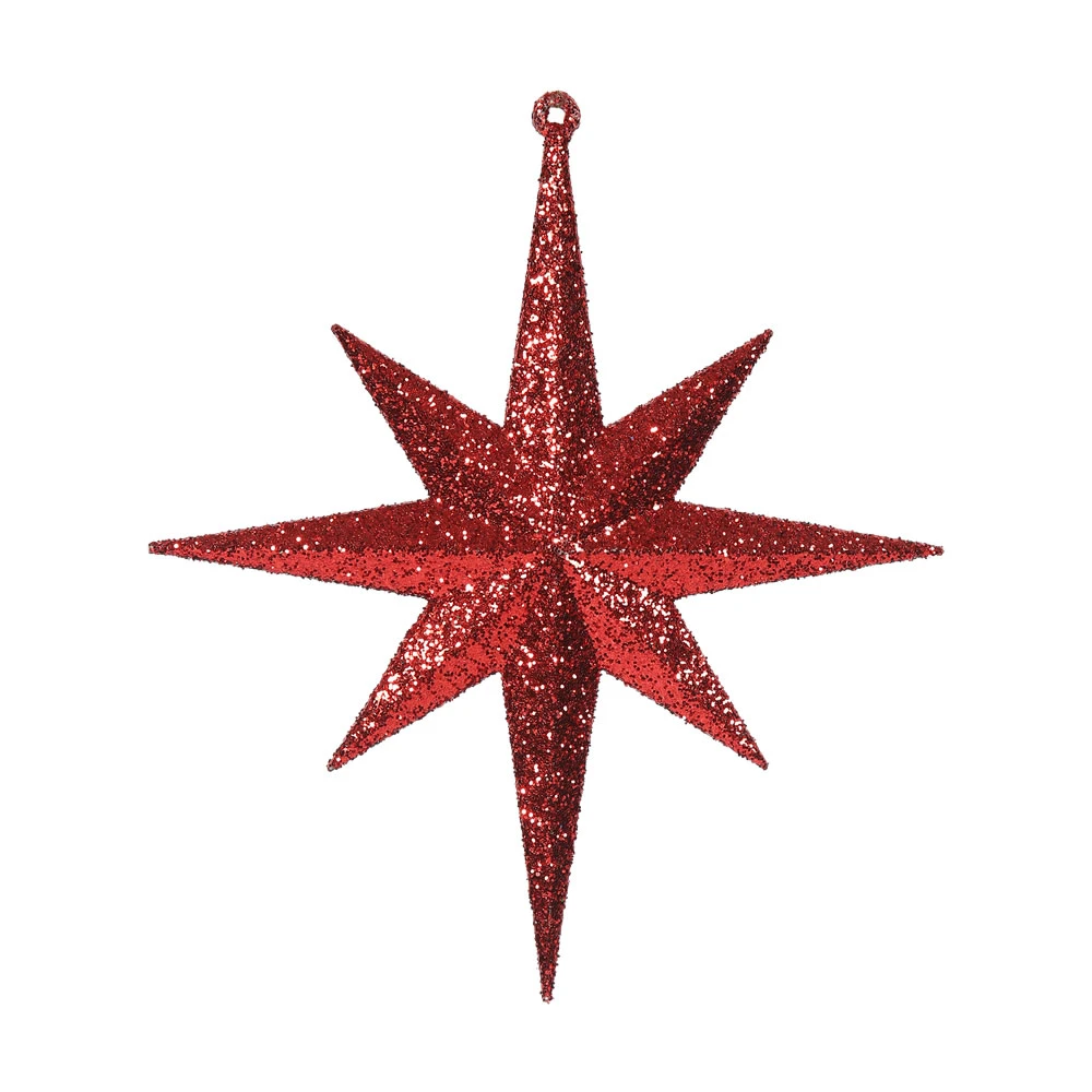 8 Inch Red Iridescent Glitter Bethlehem Star Christmas Ornament 3 8 Inch Red Iridescent Glitter Bethlehem Star Christmas Ornament