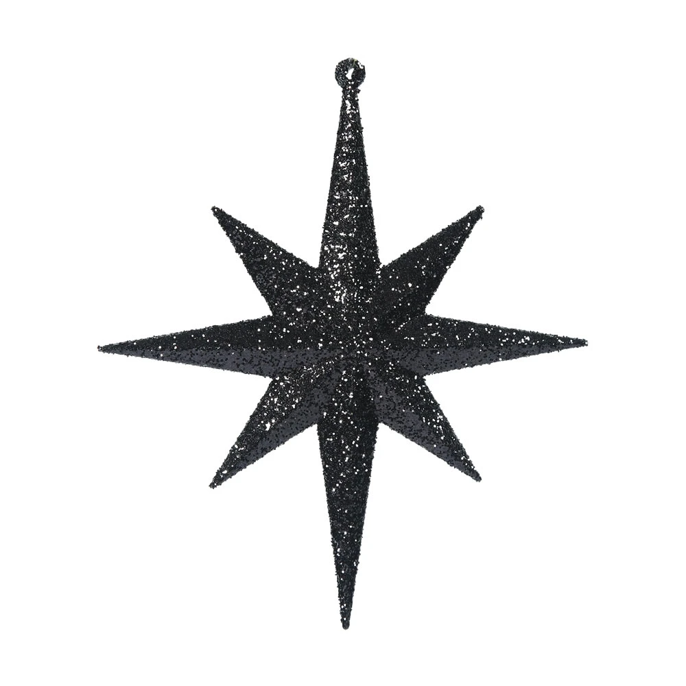 8 Inch Black Iridescent Glitter Bethlehem Star Christmas Ornament 3 8 Inch Black Iridescent Glitter Bethlehem Star Christmas Ornament