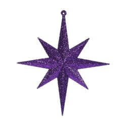 8 Inch Purple Iridescent Glitter Bethlehem Star Mardi Gras Ornament