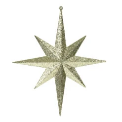 12 Inch Gold Iridescent Glitter Bethlehem Star Mardi Gras Ornament