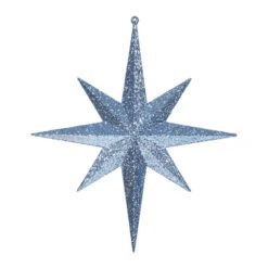 12 Inch Sea Blue Iridescent Glitter Bethlehem Star Christmas Ornament