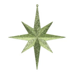 12 Inch Lime Iridescent Glitter Bethlehem Star Christmas Ornament