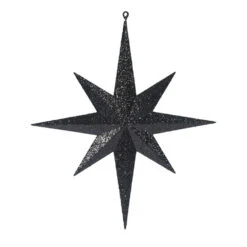 15.75 Inch Black Glitter Bethlehem Star Christmas Ornament