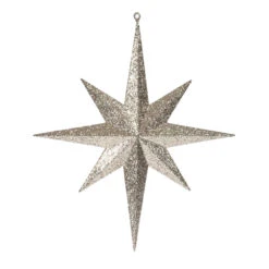 15.75 Inch Rose Gold Glitter Bethlehem Star Christmas Ornament
