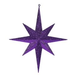 15.75 Inch Purple Glitter Bethlehem Star Mardi Gras Ornament