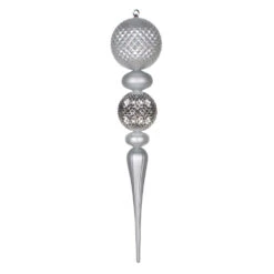 2.75 Foot Silver Durian Candy Matte Finial Christmas Ornament