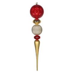2.75 Foot Red And Gold Durian Candy Matte Finial Christmas Ornament