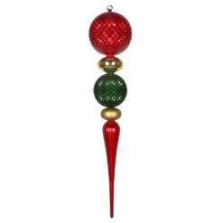 2.75 Foot Red And Green Durian Candy Matte Finial Christmas Ornament