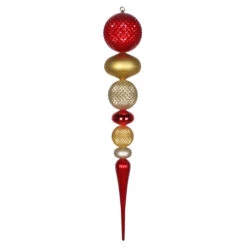 3.5 Foot Red, Gold And Champagne Durian Candy Matte Finial Christmas Ornament
