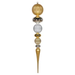 3.5 Foot Champagne, Silver And Gold Durian Candy Matte Finial Christmas Ornament