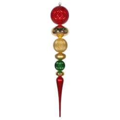 3.5 Foot Red, Green And Gold Durian Candy Matte Finial Christmas Ornament