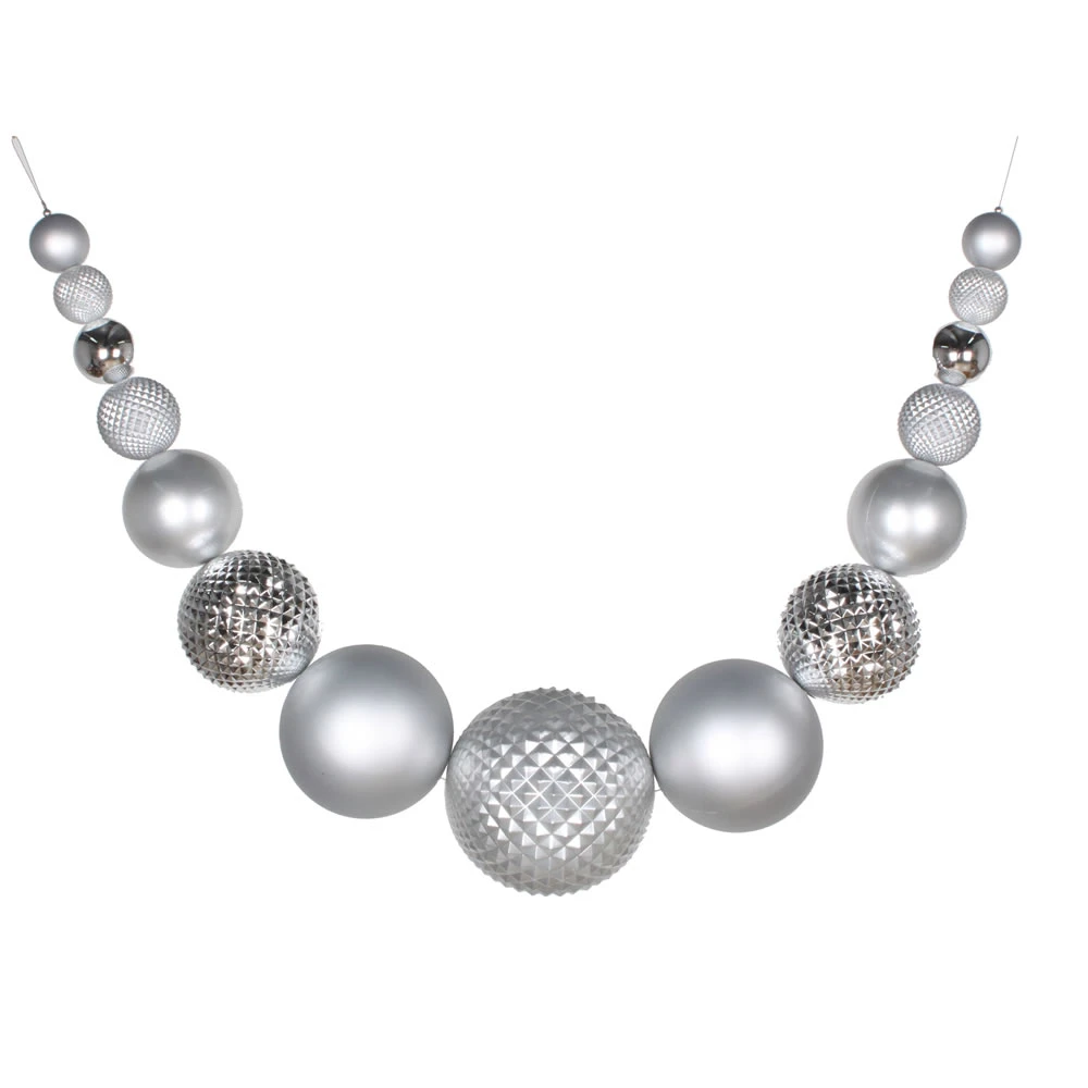 6 Foot Silver Candy Matte Durian Christmas Ornament Swag 3 6 Foot Silver Candy Matte Durian Christmas Ornament Swag