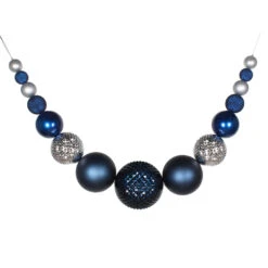 6 Foot Midnight Blue And Silver Candy Matte Durian Christmas Ornament Swag