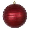 4 Inch Wine Candy Glitter Lines Round Christmas Ball Shatterproof Ornament -Winter Decor Hub N187619D