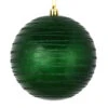 4 Inch Emerald Candy Glitter Lines Round Christmas Ball Shatterproof Ornament -Winter Decor Hub N187624D