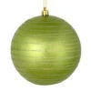 4 Inch Celadon Candy Glitter Lines Round Christmas Ball Shatterproof Ornament -Winter Decor Hub N187654D