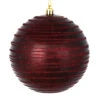 4 Inch Burgundy Candy Glitter Lines Round Christmas Ball Shatterproof Ornament 1 4 Inch Burgundy Candy Glitter Lines Round Christmas Ball Shatterproof Ornament -Winter Decor Hub N187665D