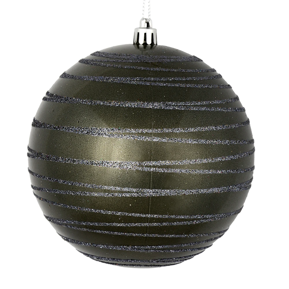 4 Inch Pewter Candy Glitter Lines Round Christmas Ball Shatterproof Ornament 3 4 Inch Pewter Candy Glitter Lines Round Christmas Ball Shatterproof Ornament