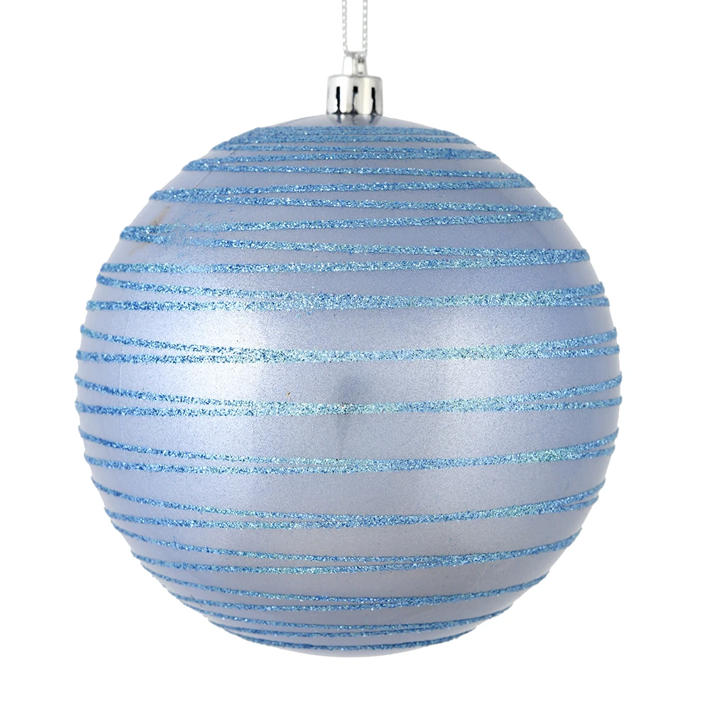 4.75 Inch Periwinkle Candy Glitter Lines Round Christmas Ball Shatterproof Ornament 3 4.75 Inch Periwinkle Candy Glitter Lines Round Christmas Ball Shatterproof Ornament