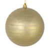 4.75 Inch Champagne Candy Glitter Lines Round Christmas Ball Shatterproof Ornament -Winter Decor Hub N187738D