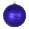 4.75 Inch Purple Candy Glitter Lines Round Christmas Ball Shatterproof Ornament -Winter Decor Hub N187766D